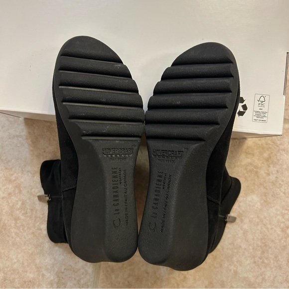 La Canadienne Becket Wedge Boots in Black Suede Size 6.5M - Picture 6 of 9